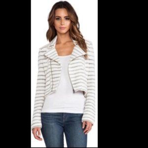 BCBGMaxAzria White/Gray Striped Cotton Jacket